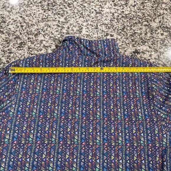 USA Palm Men Large Reversible Sherpa 1/4 Zip Pullover Jacket Gray Blue Geometric - Picture 16 of 16